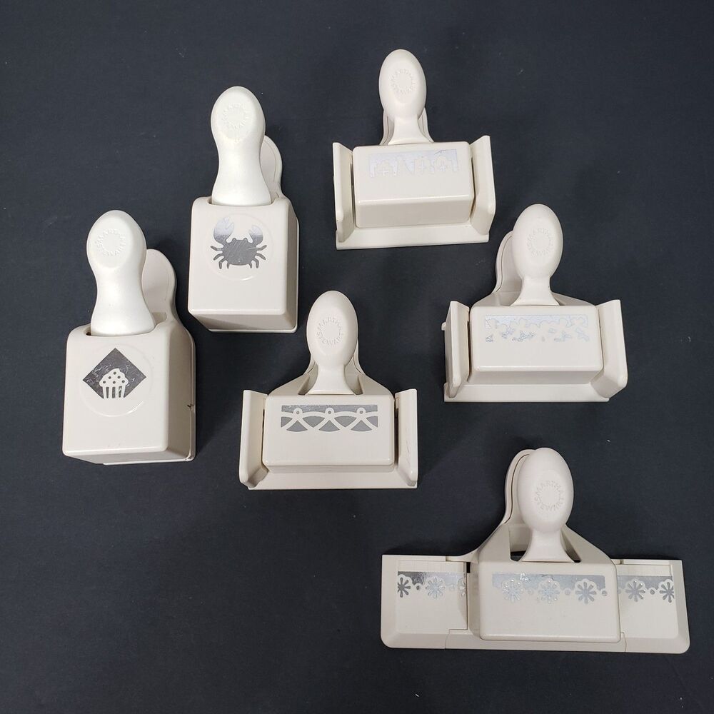 Martha Stewart Crafts Paper Punch Lot of 6 Snowflake Cupcake Crab Border Edge